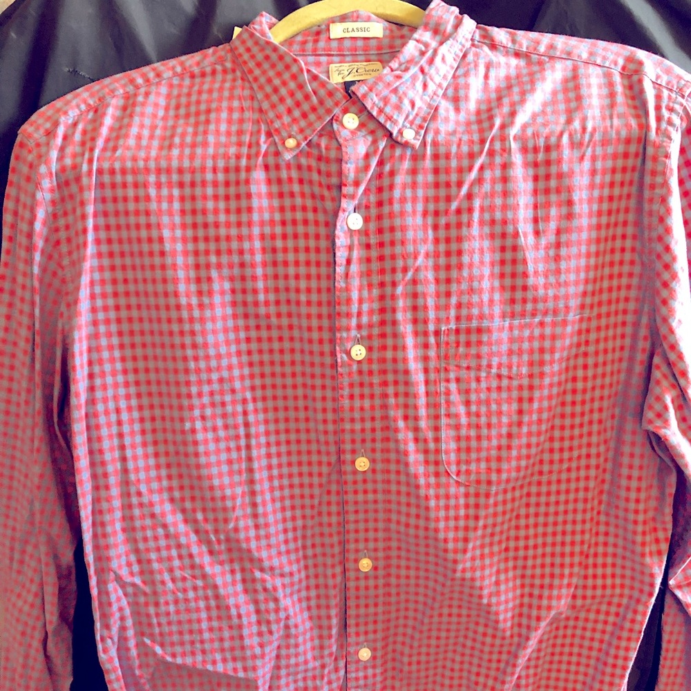 J Crew Men’s Check Long Sleeve Shirt Size Medium Classic fit.